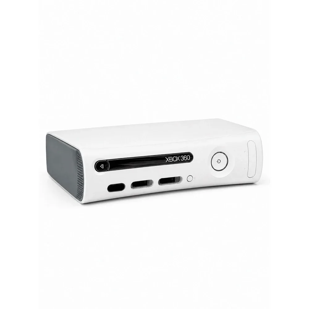 Microsoft Xbox 360 Pro White Console Gaming 2 Controllers W/ Cords, Ext Drive